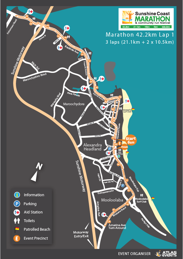Sunshine Coast Marathon 2021_Course maps_A4_PROOF-01_Marathon Lap 1 | 9